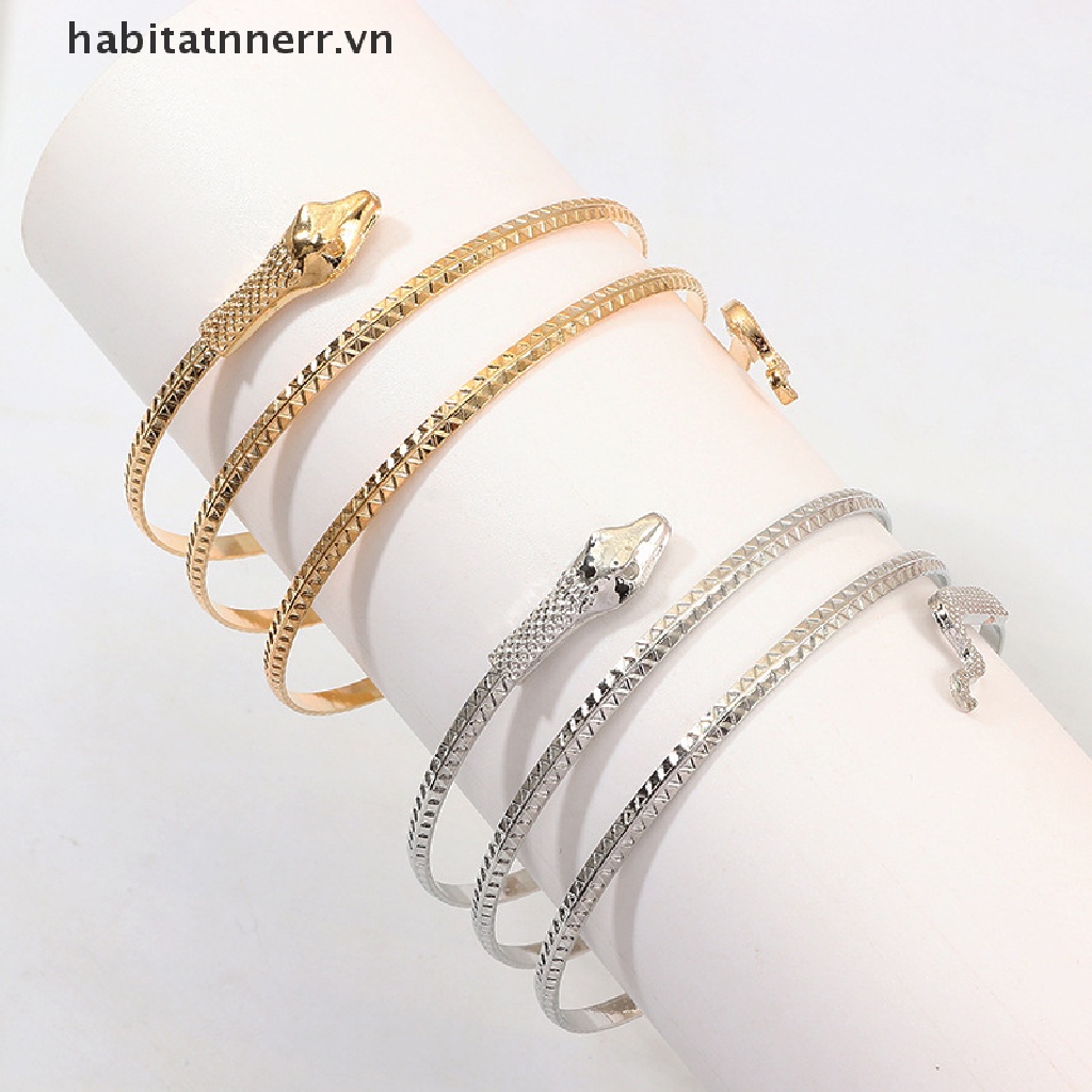 Vòng Tay Hình Rắn Phong Cách Gothic Punk Có Thể Điều Chỉnh Kích Cỡ