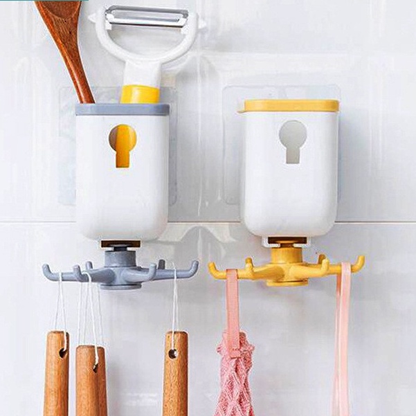 Móc Treo Đồ - Giá Treo Đựng Đồ Nhà Bếp Dán Tường Xoay 360 Độ Treo Đồ Đa Năng T2 - #giadungnhabep