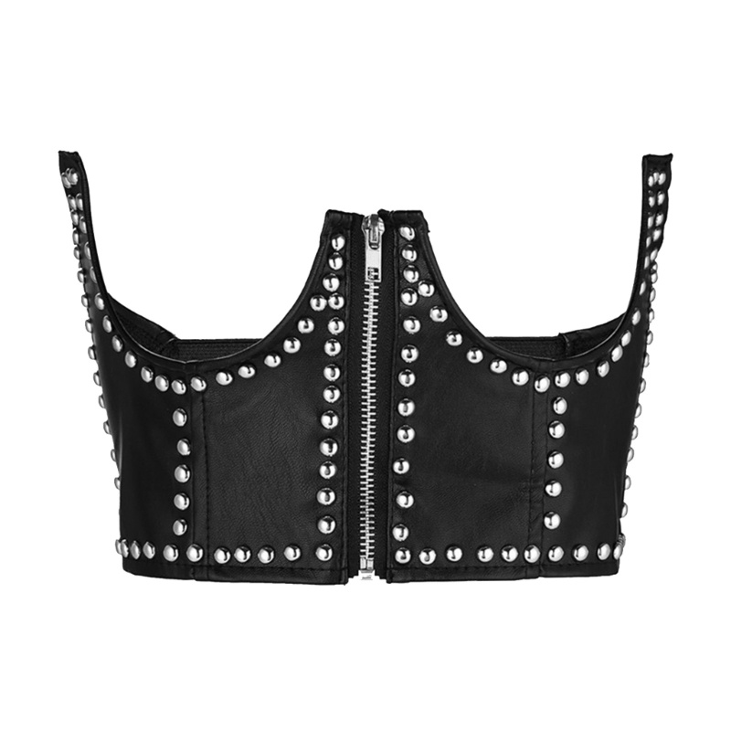 Đai Nịt Bụng Corset Bằng Da Pu Co Giãn Màu Trơn Nâng Ngực Định Hình Eo Cho Nữ