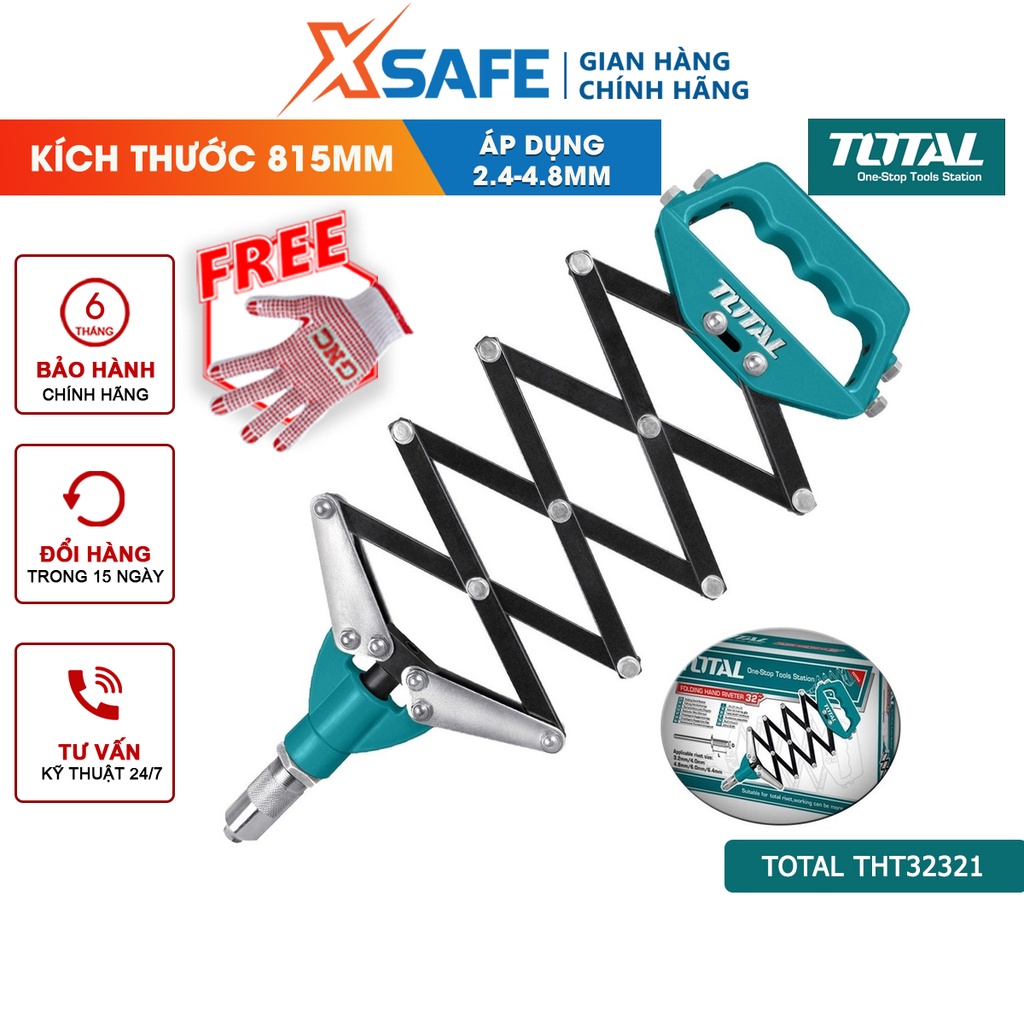 Kìm rút rivet tay gấp TOTAL THT32321 32 inch Kềm đa năng kích thước áp dụng 2.4mm, 3.2mm, 4mm, 4.8mm - [XSAFE]