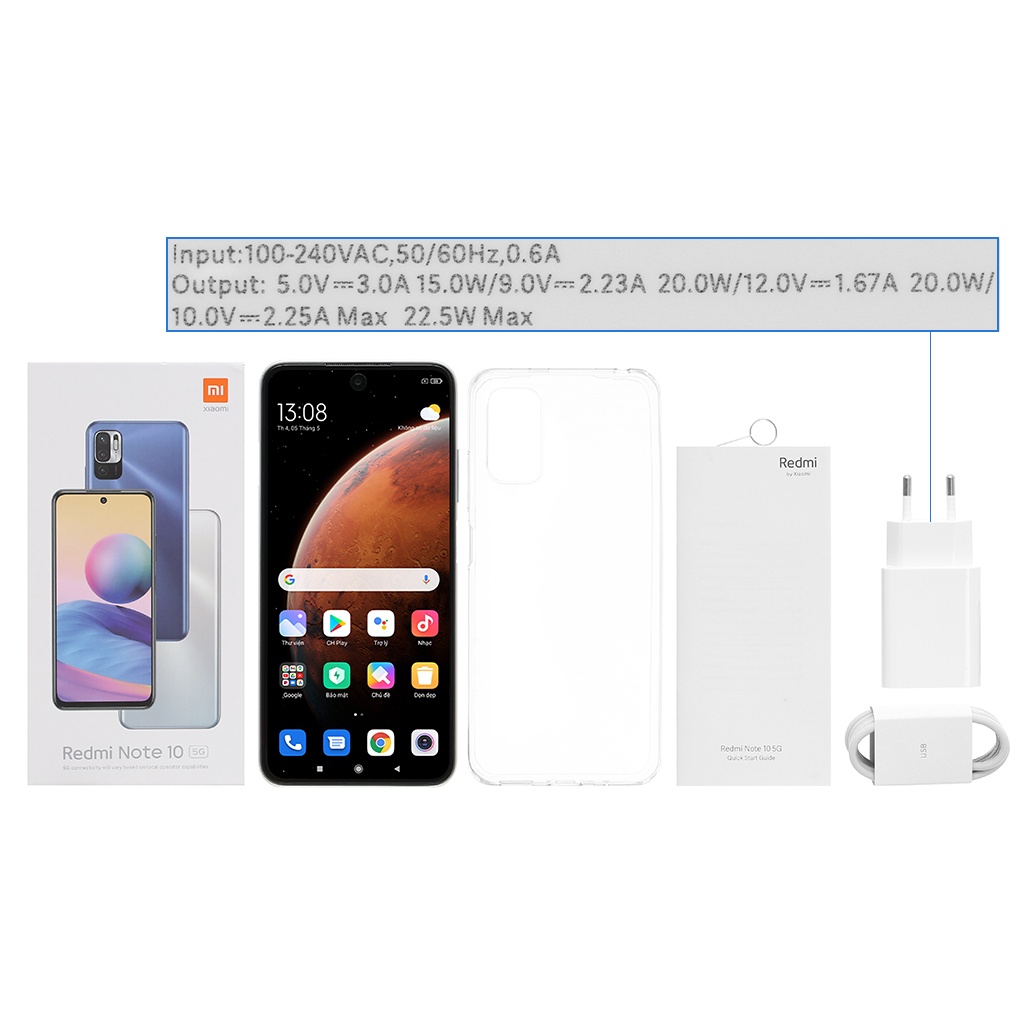 Điện thoại Xiaomi Redmi Note 10 5G 4GB/128GB Màu Xám GRAY - Hàng Chính Hãng