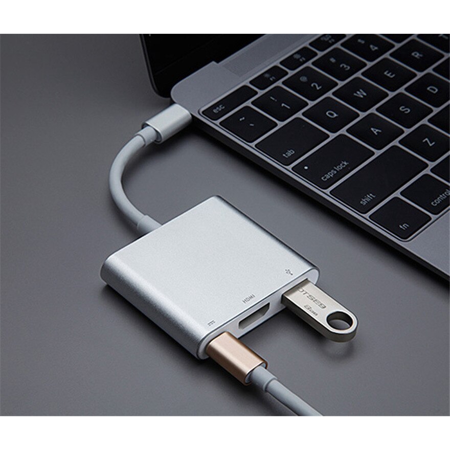 Hub chuyển đổi USB 3.1 Type C sang PD USB-C 4K * 2K 1080p HDMI USB3.0 USB 3.0 3 trong 1 thích hợp cho Macbook