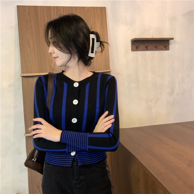 Áo Cardigan Dệt Kim Cổ Tròn Tay Phồng Dáng Ngắn Phong Cách Hàn Quốc Thời Trang Thu Đông Dành Cho Nữ 17882