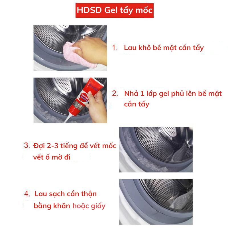 Gel Tẩy Nấm Mốc, Tẩy Trắng Đa Năng - Keo Tẩy Nấm Mốc, Làm Sạch Khu Bếp, Nhà Vệ Sinh, Kẽ Tường, Tủ Lạnh
