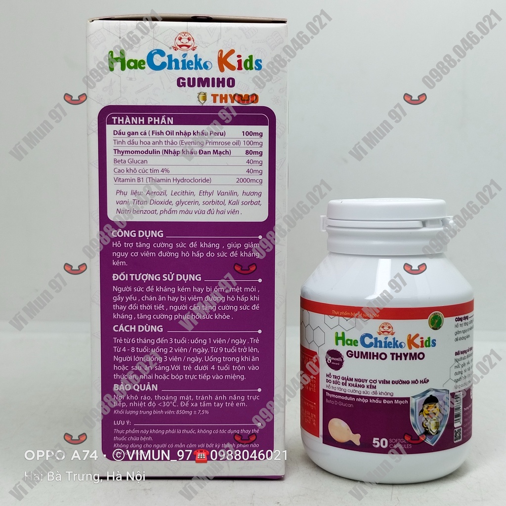 Hae Chieko Kids Gumiho Thymo hộp 50 viên