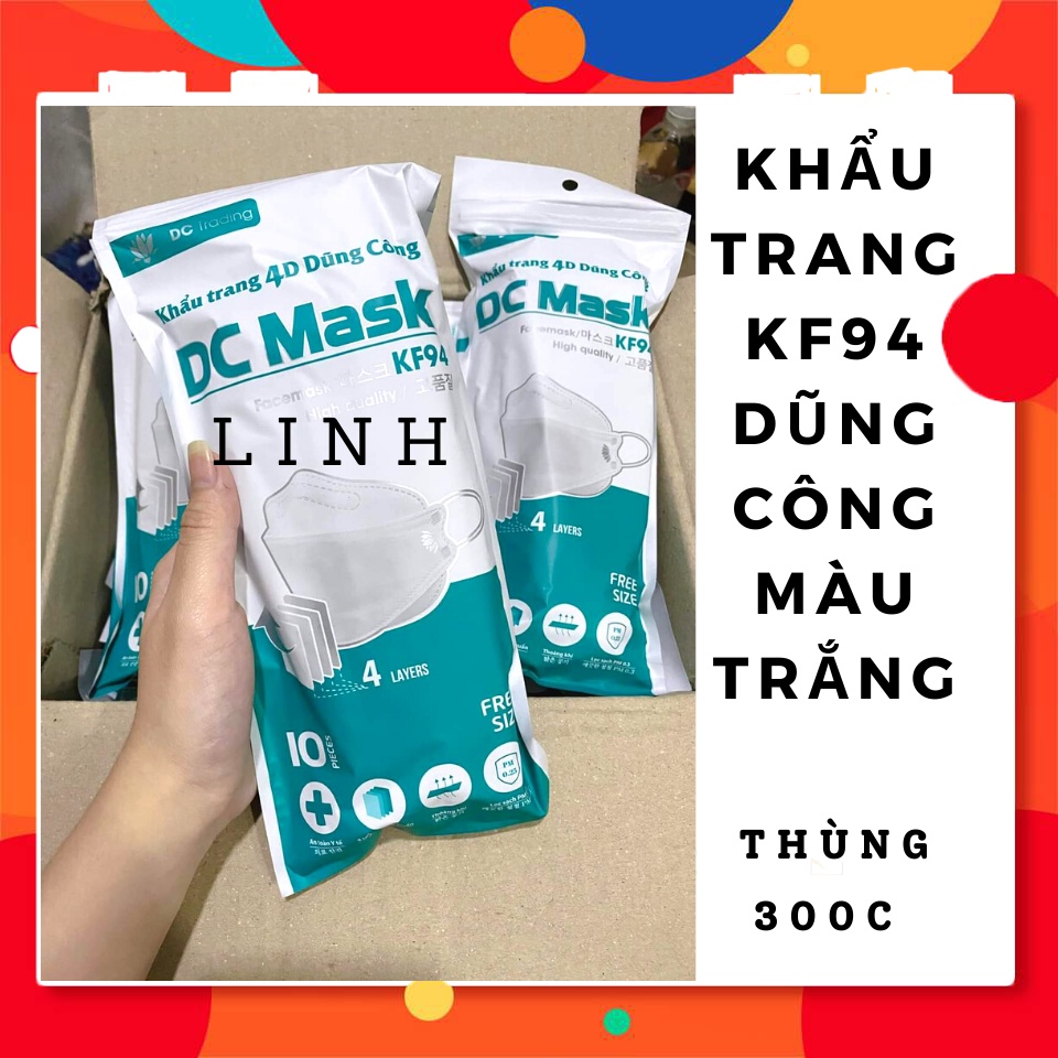 KHẨU TRANG DC MASK KF94 MÀU TRẮNG THÙNG 300C
