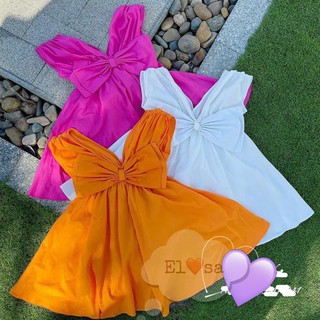 Váy bé gái họa tiết nơ to - siêu xinh cho bé 1-5 Tuổi - 3 Màu Hồng, Cam, Trắng