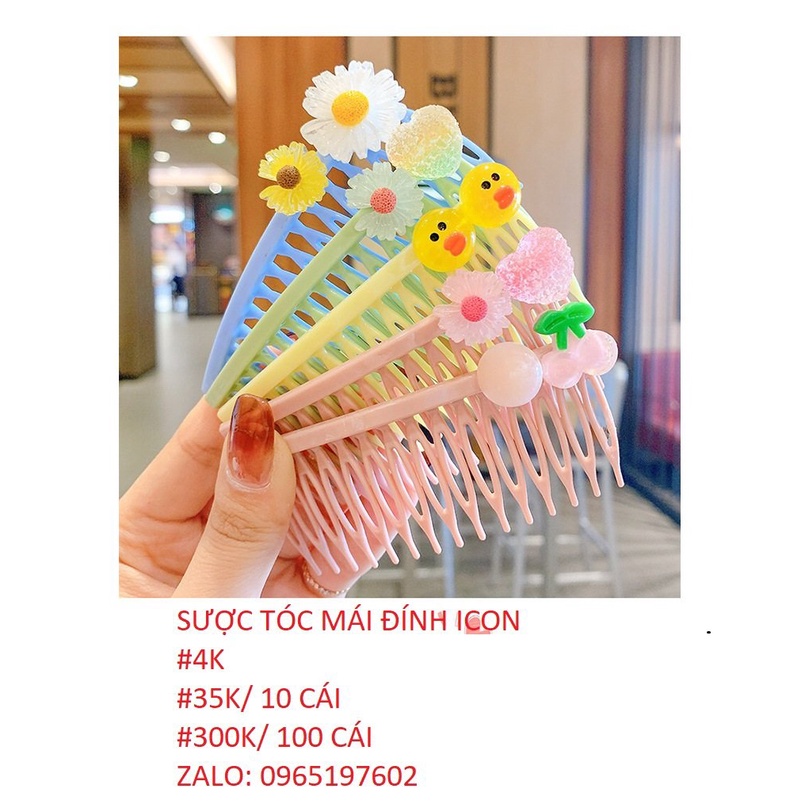 Bờm sược cài tóc đính hoa hàn quốc- Bờm cài tóc- Lược chải tóc