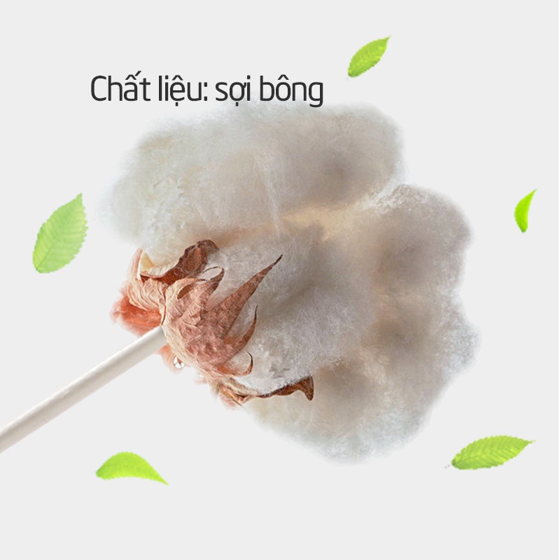 Tăm bông cho bé sơ sinh, bông tự nhiên, hộp 400 que MISUTA