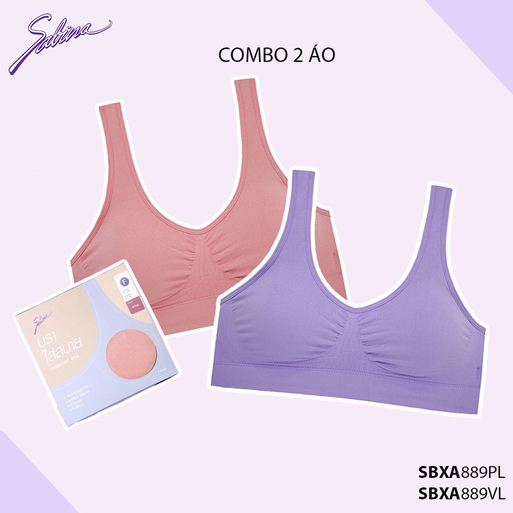 Combo 2 Áo Lót Lá Không Gọng Freesize Mút Rời Mỏng Vừa Màu Trơn Soft Collection By Sabina SBXA889