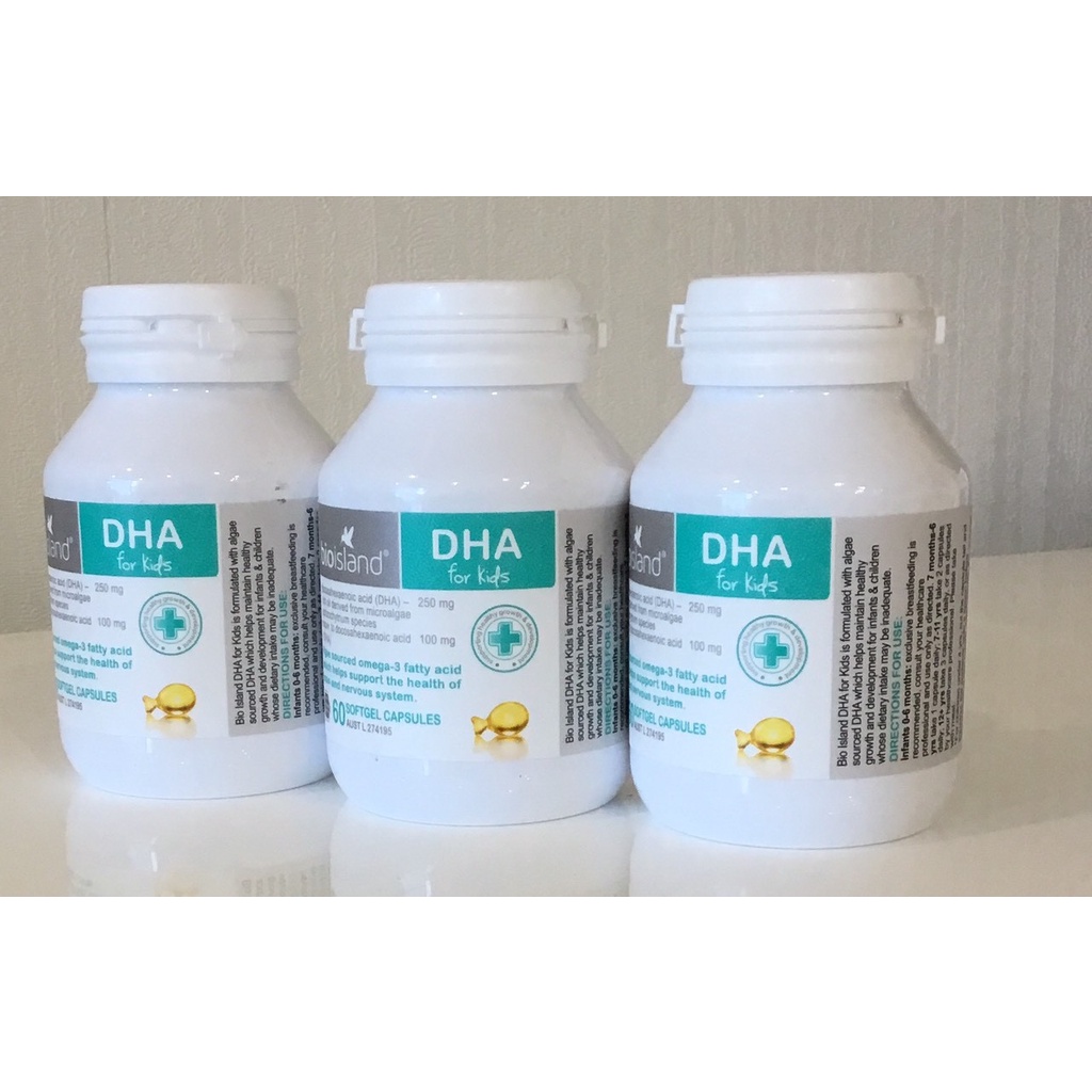 DHA bioisland lọ 60 viên cho bé từ 7 tháng tuổi ( úc). Dha cho bé yêu nhanh nhẹn và thông minh.