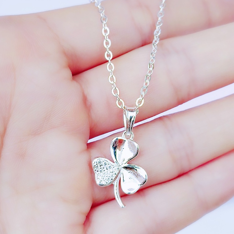 Dây chuyền bạc dây mặt cỏ 3 lá bạc ta_Van jw