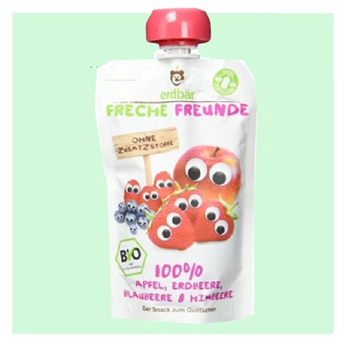 Nước Hoa Quả Vị Táo, Dâu Tây, Việt Quất Và Mâm Xôi hiệu Freche Freunde 100g