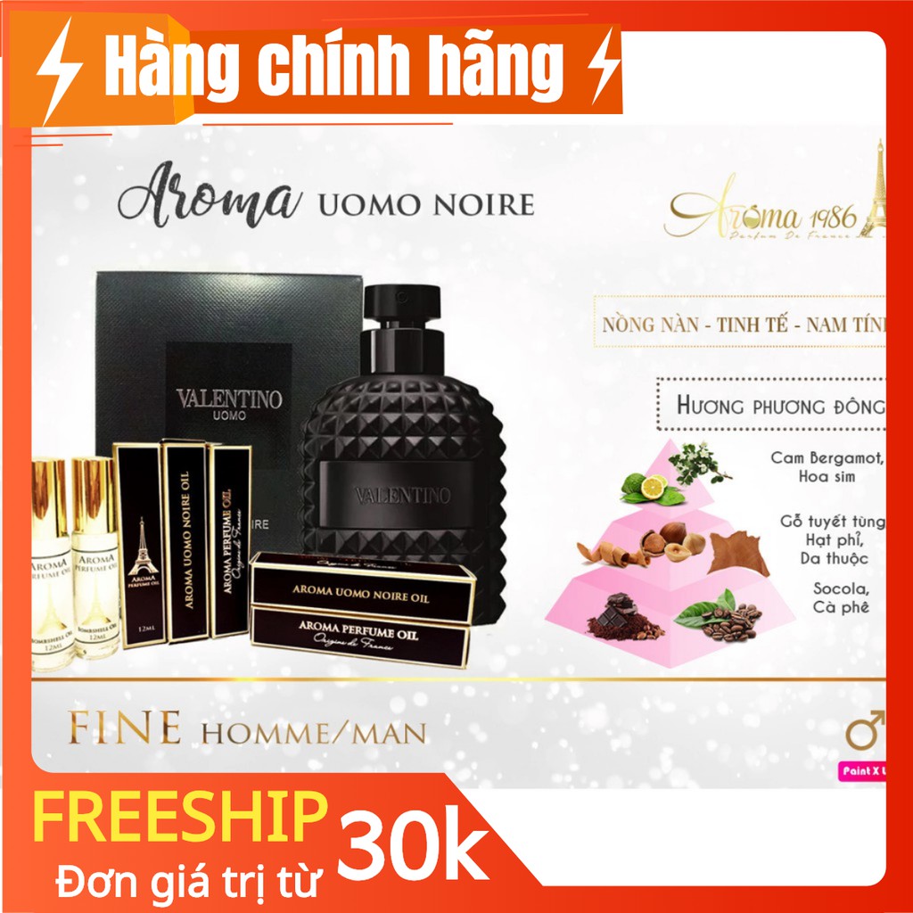 Chính hãng VALENTINO UOMO EDITION NOIRE Nước hoa tinh dầu Pháp 12ml dạng lăn - UOMO NOIRE