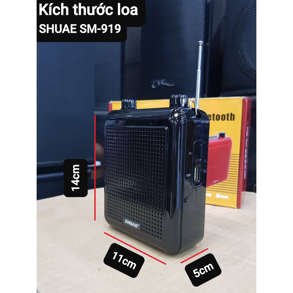 Loa trợ giảng SHUAE SM-919: Thiết kế Micro không dây, công suất 10W, âm thanh to, Chức năng Bluetooth, USB...