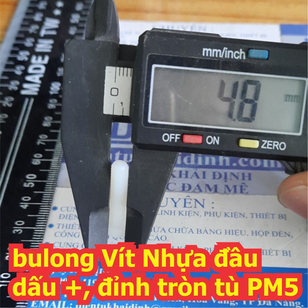 bulong bu lông Vít Nhựa đầu dấu +, đỉnh tròn tù PM5 M5 dài 10mm ~ 25mm kde7718