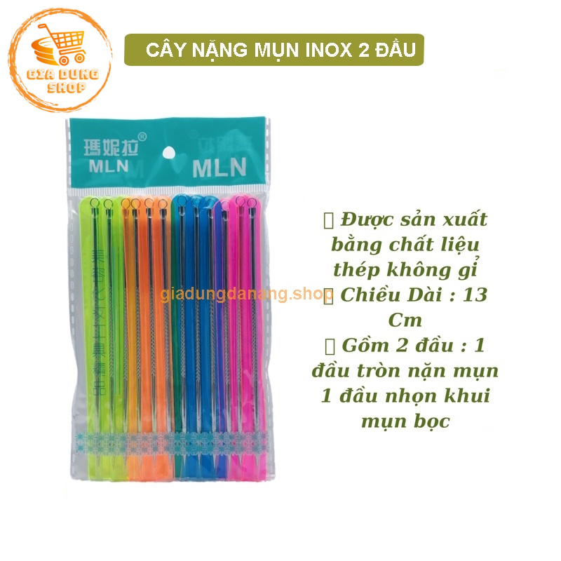 Cây Nặn Mụn 2 Đầu 1 Đầu Chích Và 1 Đầu Nặng Dài 12cm
