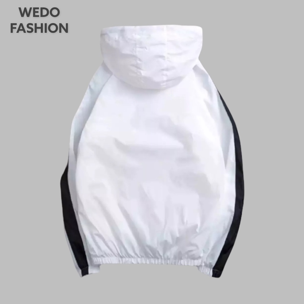 Áo khoác dù nam nữ kẻ sọc tay phối nón chống nắng tránh tia UV WEDO