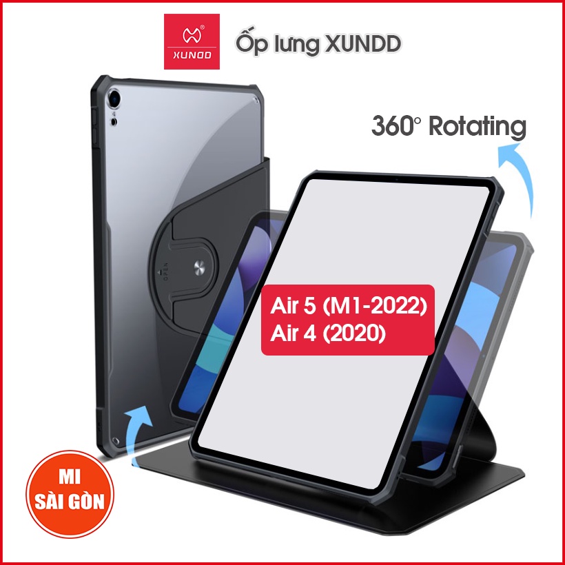 Ốp lưng XUNDD Xoay 360° iPad Air 5 / Air 4  10.9 inch - Viền TPU, Chống sốc, Chống trầy.