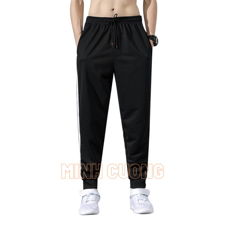 (Hàng đẹp) Quần jogger nỉ nam thiết kế kẻ 3 sọc mạnh mẽ, mặc thể thao phong cách trẻ trung năng động