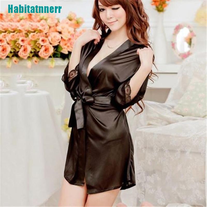 Bộ đầm ngủ lụa satin cột dây thời trang quyến rũ cho nữ