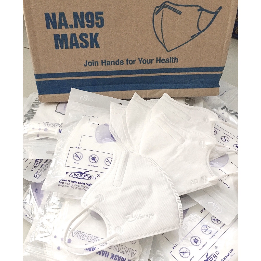 Túi 10 cái Khẩu trang 6D Famapro Nam Anh Platium 5 lớp chính hãng Nam Anh, siêu kháng khuẩn và lọc bụi mịn