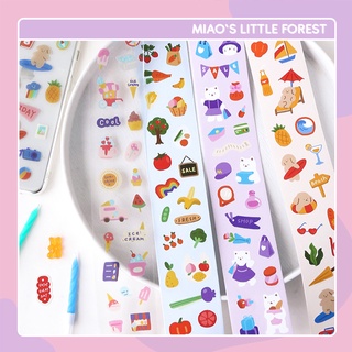 Sticker MIAO'S LITTLE FOREST set 2 dải hình dán giấy nhựa trong cute trang trí sổ tay bullet journal MST301