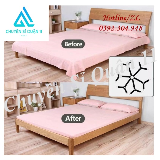 Dây kẹp cố định ga giường 6 chiều chắc chắn, Bộ kẹp drap giường chống xê dịch và giữ phẳng chống trượt tiện dụng