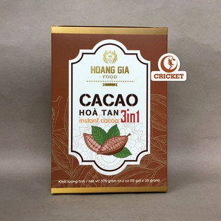 Bột Cacao Hòa Tan 3in1 Hoàng Gia - Hộp 375g (15 gói x 25g) Hàng Chính Hãng 100%