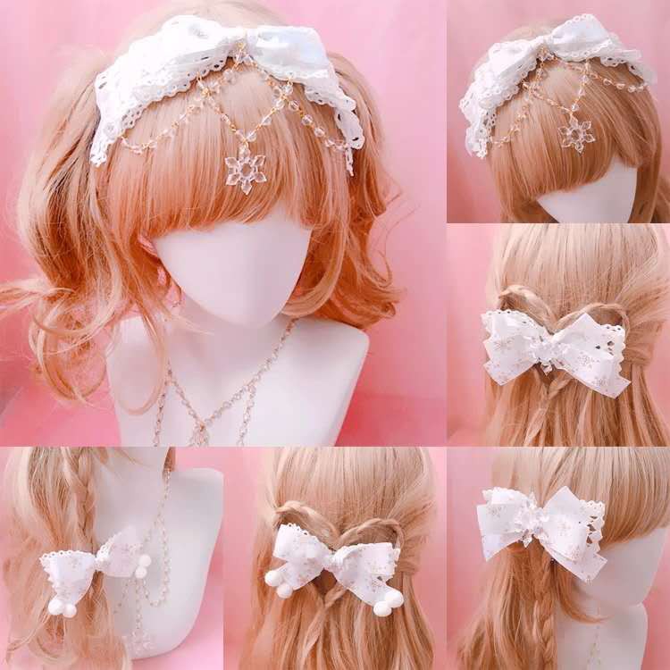 Băng Đô Cài Tóc Hình Bông Tuyết Làm Thủ Công Phong Cách lolita