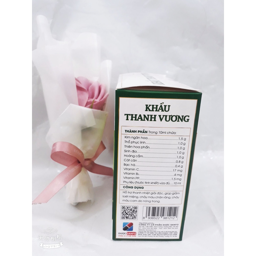 Siro KHẨU THANH VƯƠNG, hỗ trợ thanh nhiệt giải độc, giúpgiảm loét miệng, nhiệt miệng, chảy m.áu chân răng, chảy m.áu cam