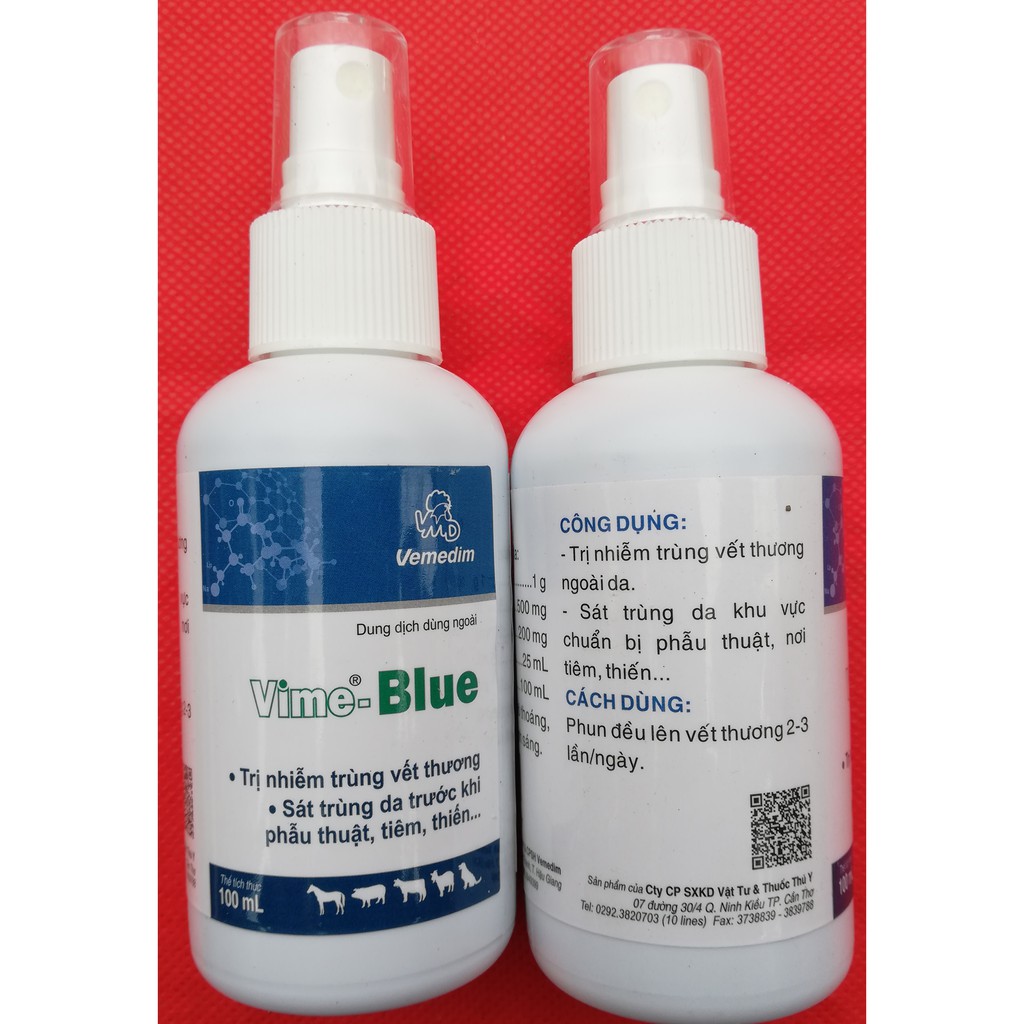 1 lọ Vime - Blue 100ml Chuyên dùng cho nhiễm trùng vết thương ngoài da, loét da, loét do LMLM