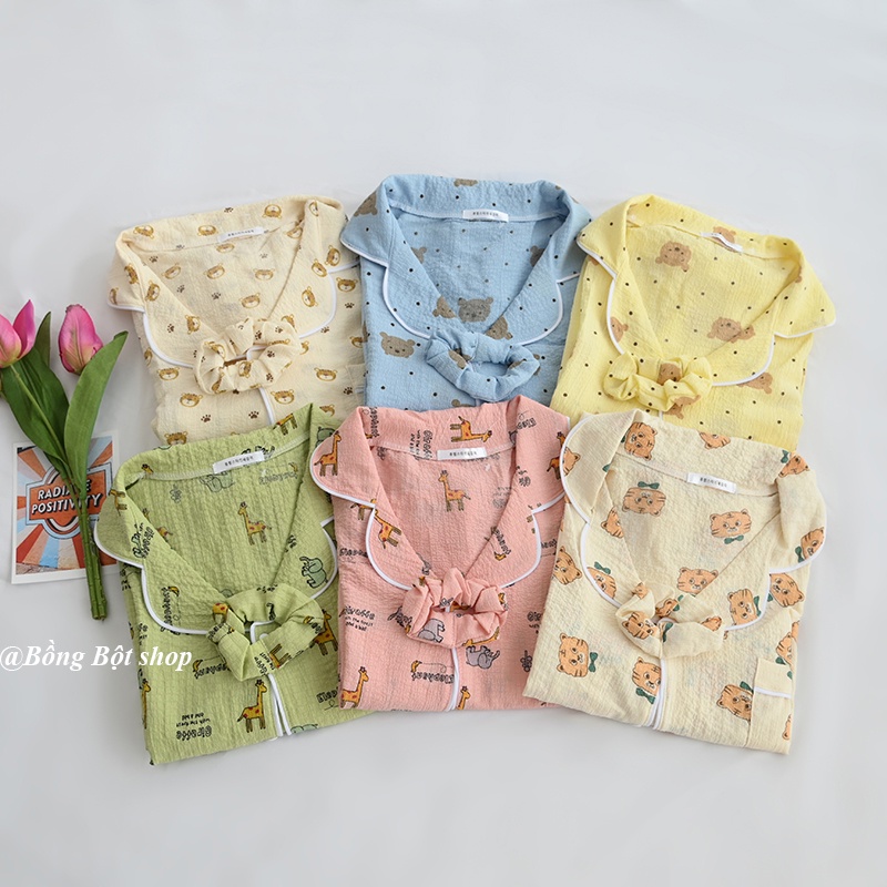 [TẶNG KÈM SCRUNCHIES] BỘ NGỦ MẶC NHÀ XỐP HOẠ TIẾT  HOT HÈ 2022