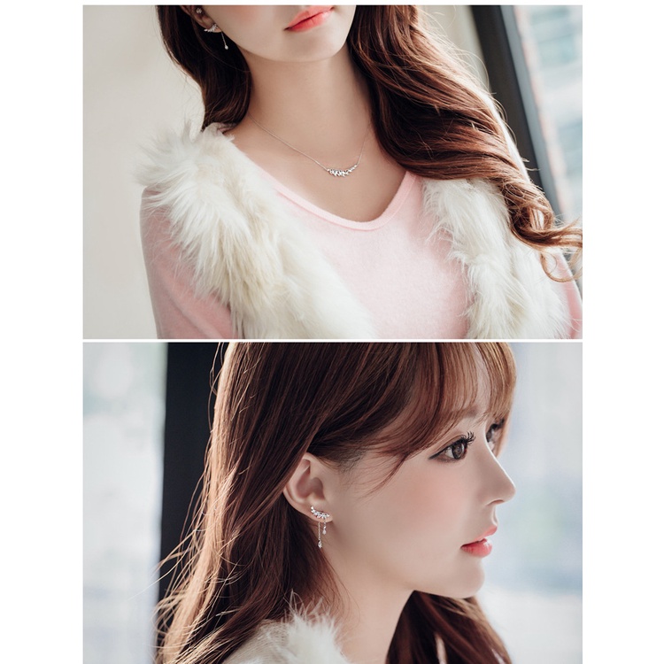 Bông tai nữ dáng dài thiên thần tua rua nữ thời trang Hàn Quốc khuyên tai bạc 925 ANTA Jewelry - ATJ8024
