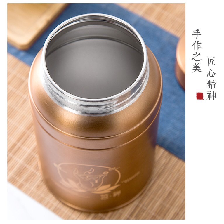 Hộp đựng trà bằng inox, lọ chè inox màu chống bám vân tay cao cấp-HL