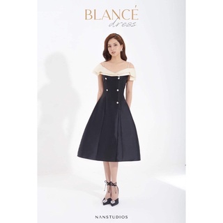 Đầm dự tiệc 2 dây trễ vai đính khuy nanstudios - blance