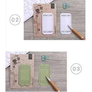 Tập 30 giấy note decor journal retro ticket( màu trắng)