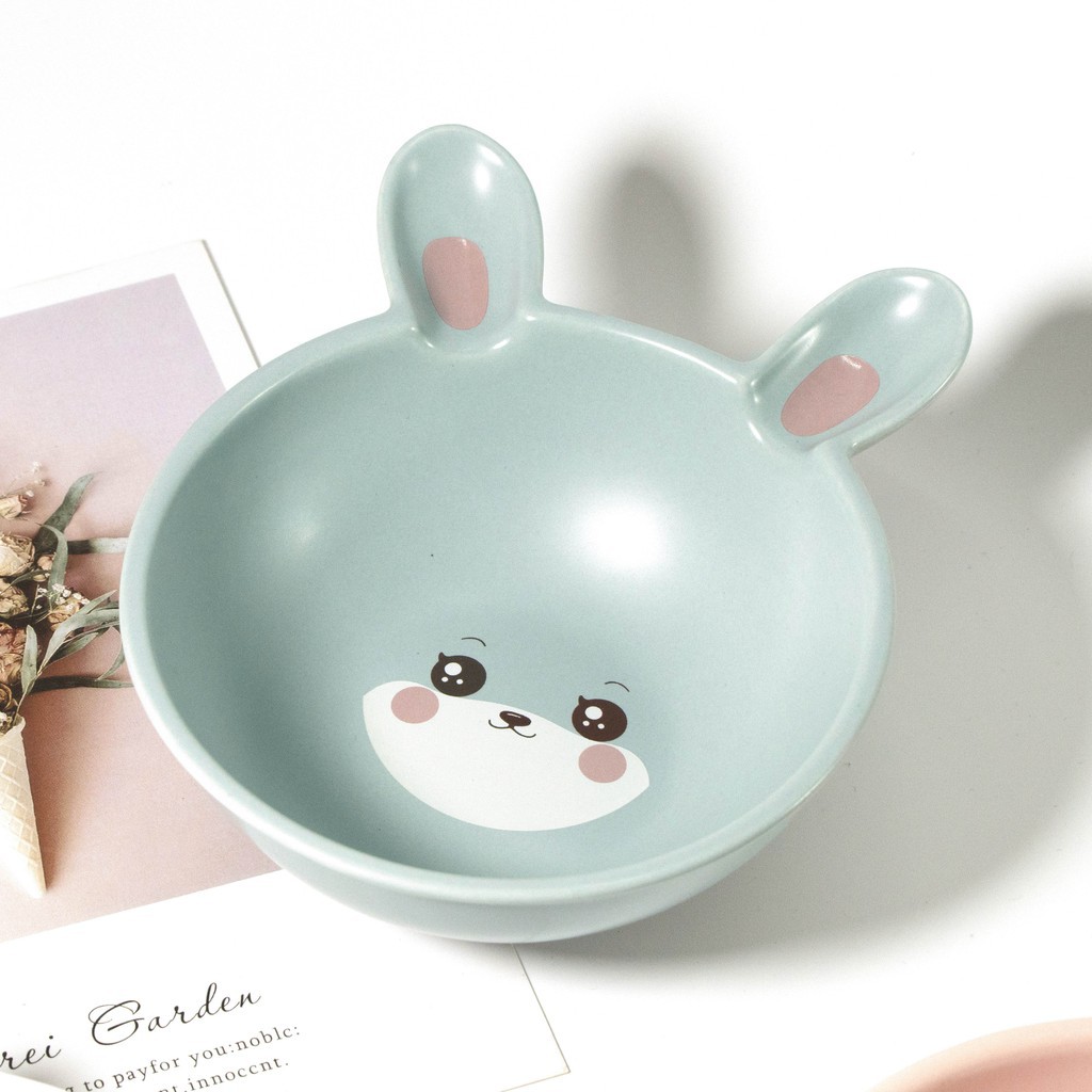 Bát Ăn Dặm Đẹp Dễ Thương Gốm Sứ Cao Cấp, Bát Ăn Cơm Hình Thỏ , Mèo Cho Bé