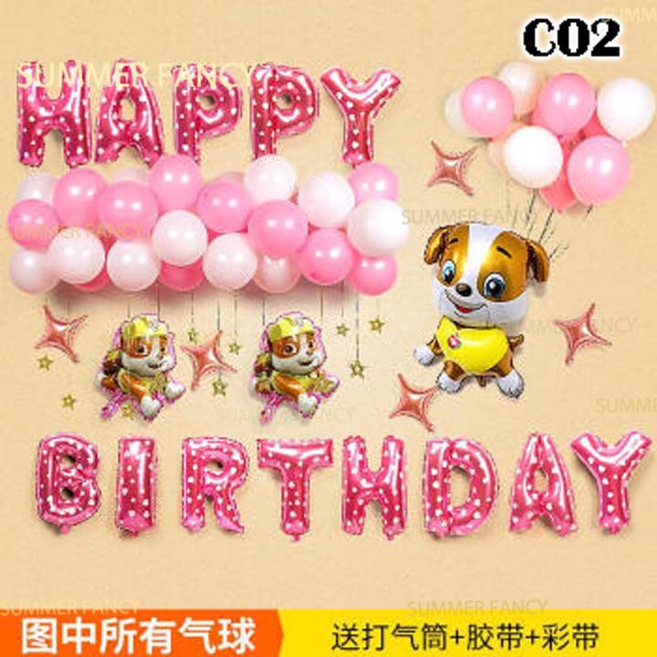 Set bóng tuổi Cún, chó con năm Tuất phụ kiện sinh nhật Happy Birthday party decorations bé gái - Dogs year C02