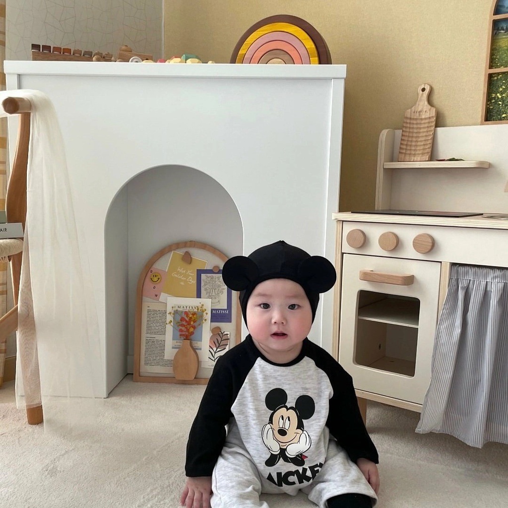 (Có clip + ảnh thật) Mũ trùm tai cho bé trai, bé gái chất cotton dày dặn, thấm hút mồ hôi tốt hình tai Mi.ckey