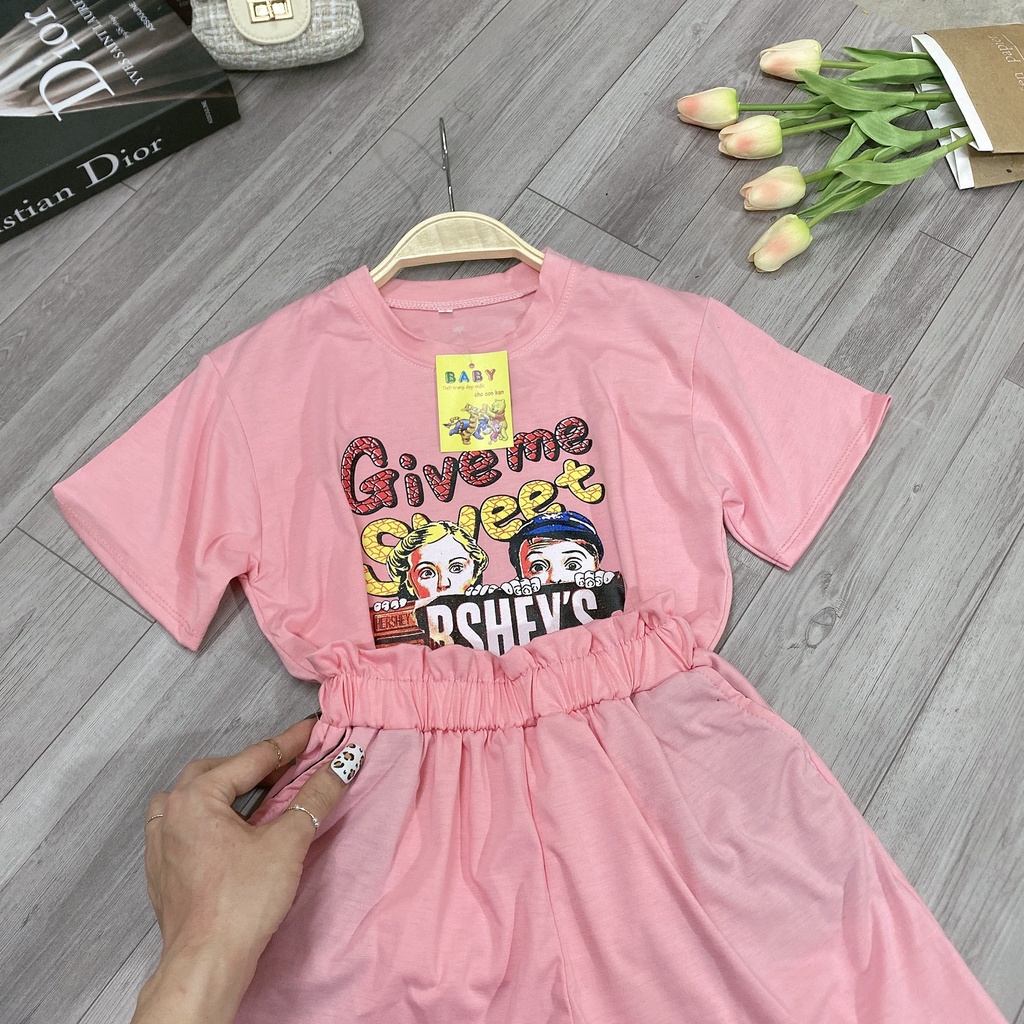 Set bộ quần áo cho bé gái 5-14 tuổi mẫu GIVE ME. MA13.