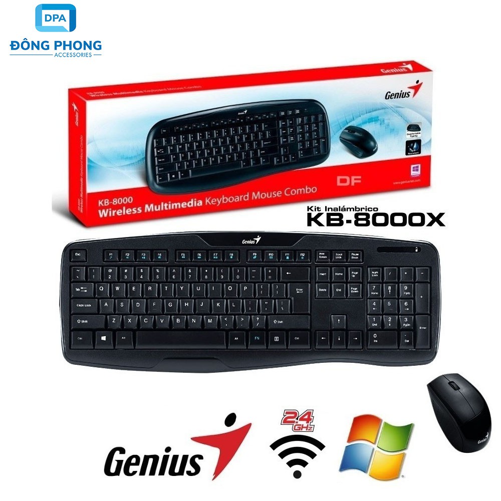 Bộ Chuột & Bàn Phím Không Dây Genius KB-8000 Chính Hãng