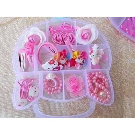 Hộp buộc tóc kitty hồng cho bé