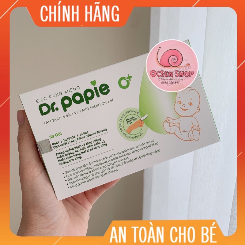 [xỏ ngón tay] GẠC RƠ LƯỠI/tưa lưỡi/gạt rơ lưỡi Dr.Papie CHO BÉ có dịch chiết lá hẹ, nước muối, xylitol sẵn