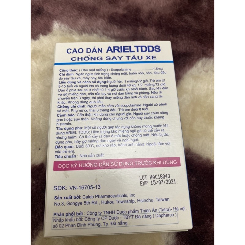 dán say xe Ariel công nghệ Nhật Bản giúp ngăn ngừa tình trạng chóng mặt buồn nôn đau đầu do saymọi nguoi