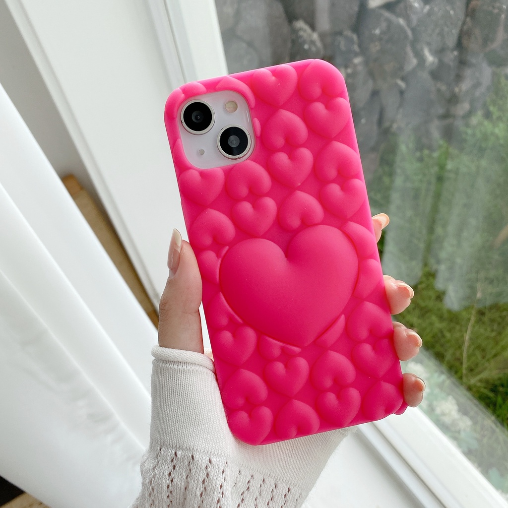 Ốp Điện Thoại Tpu Silicon Mềm Chống Sốc Hình Trái Tim 3D 4 Màu Tùy Chọn Cho iPhone 14 13 12 11Pro XS Max X XR Plus