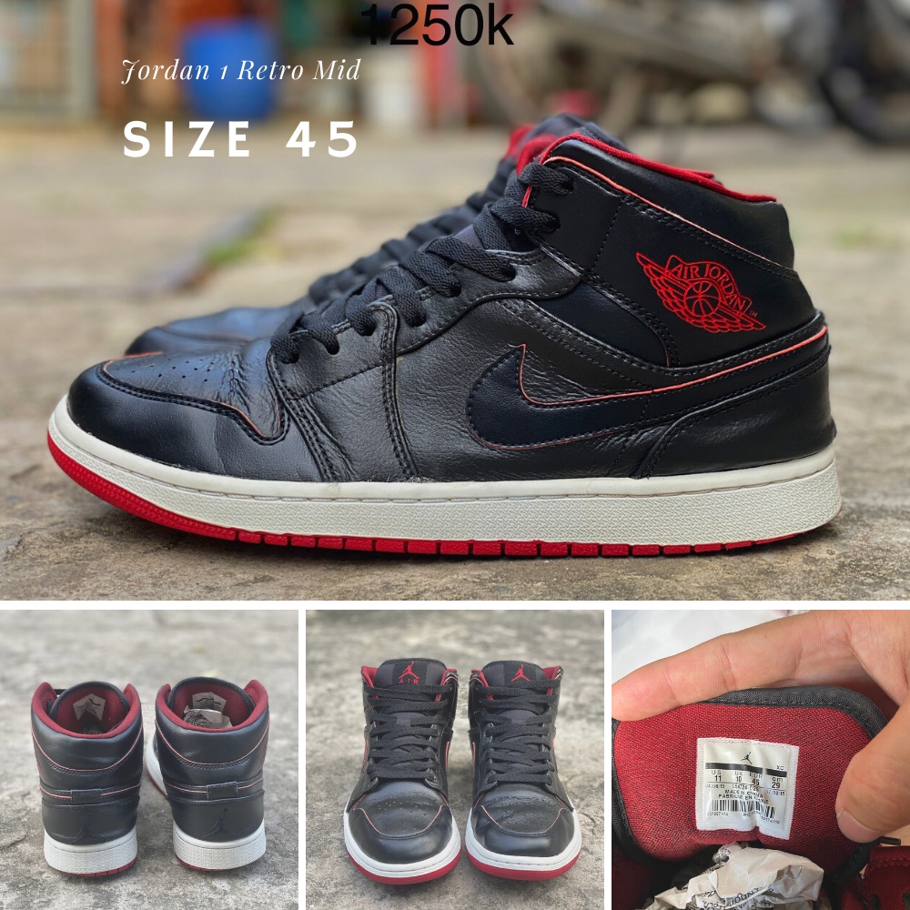 Giày Jordan 1 Retro Mid size 45 2hand chính hãng đã qa sử dụng c thumbnail