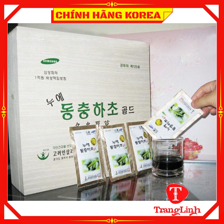 [Khóa Xịn] Nước đông trùng hạ thảo hàn quốc hộp gỗ Bio 60 gói - Tăng đề kháng, bổ phổi, phòng ung thư - tranglinhkorea