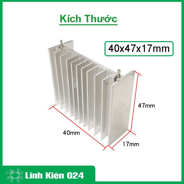 Tản nhiệt nhôm kích thước 47x17x40mm