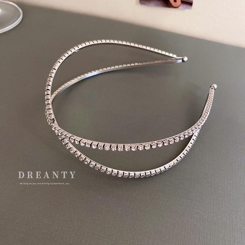 Băng Đô Cài Tóc Bằng Kim Loại Đính Đá Phong Cách Thời Trang Mới